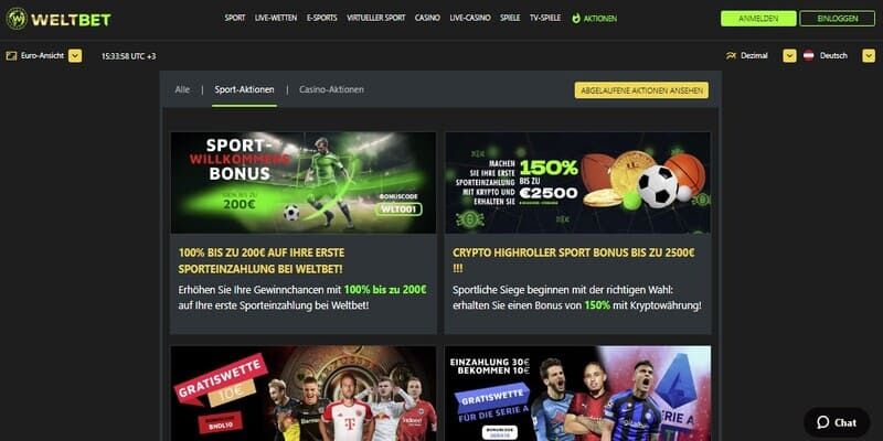  neuer Buchmacher WeltBet Promo-Seite