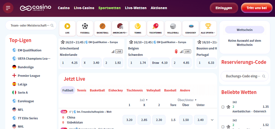 casinoinfinity sports